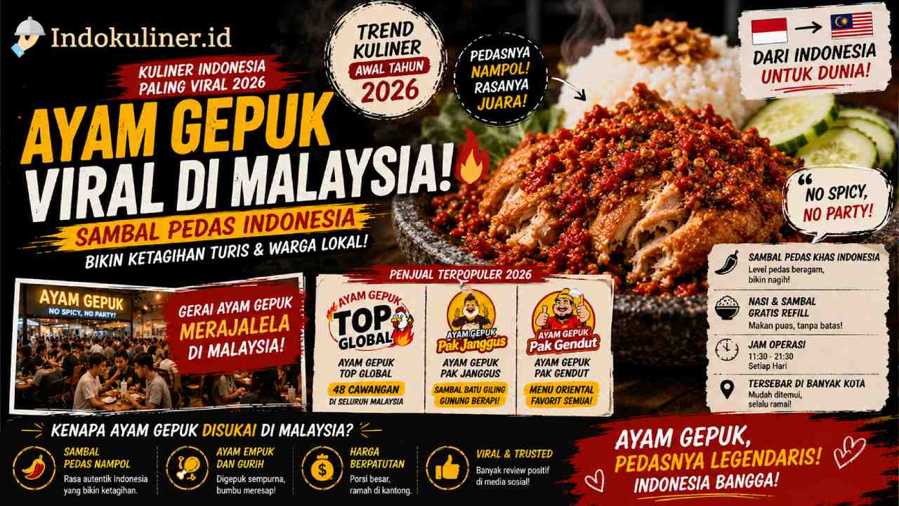 Ayam Gepuk Viral di Malaysia 2026, Sambal Pedas Indonesia Jadi Buruan