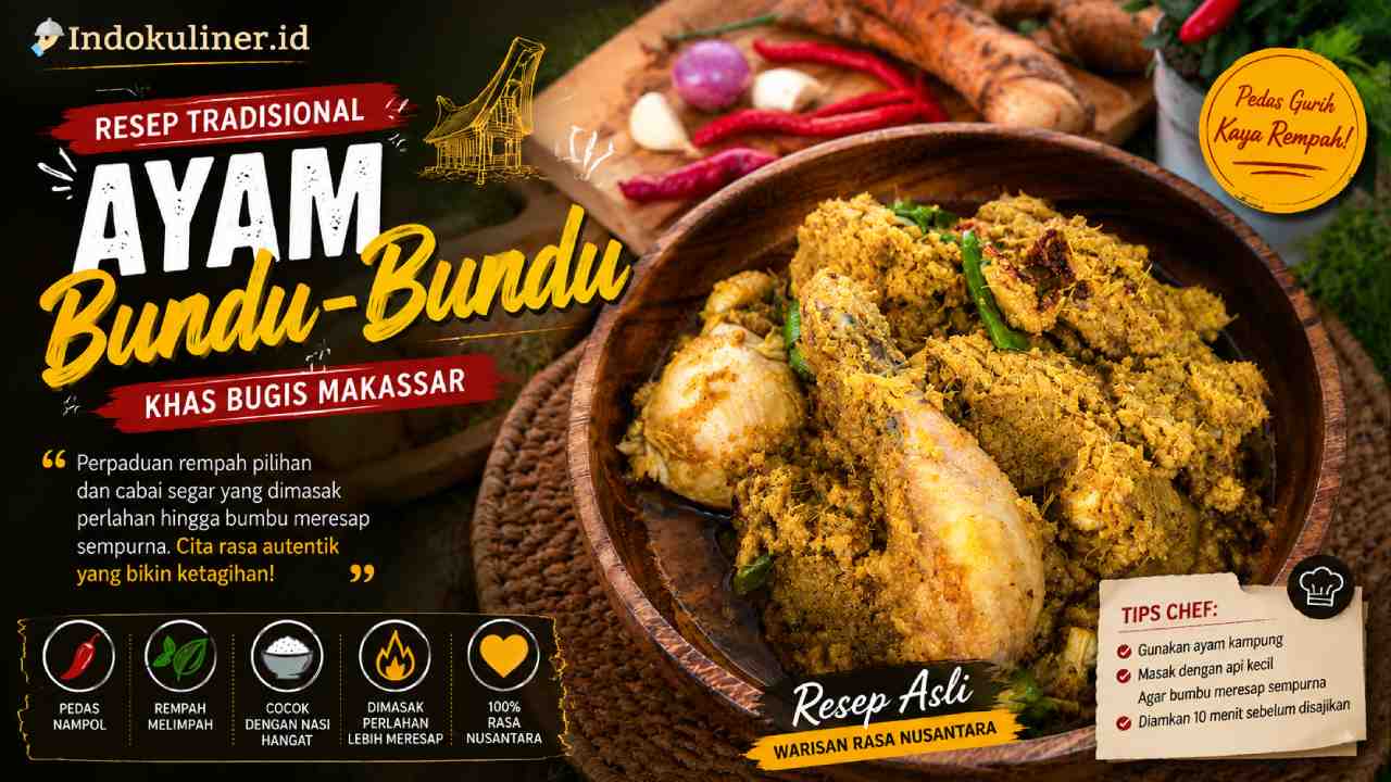 Resep Ayam Bundu-Bundu Khas Makassar yang Pedas Gurih dan Bikin Nagih