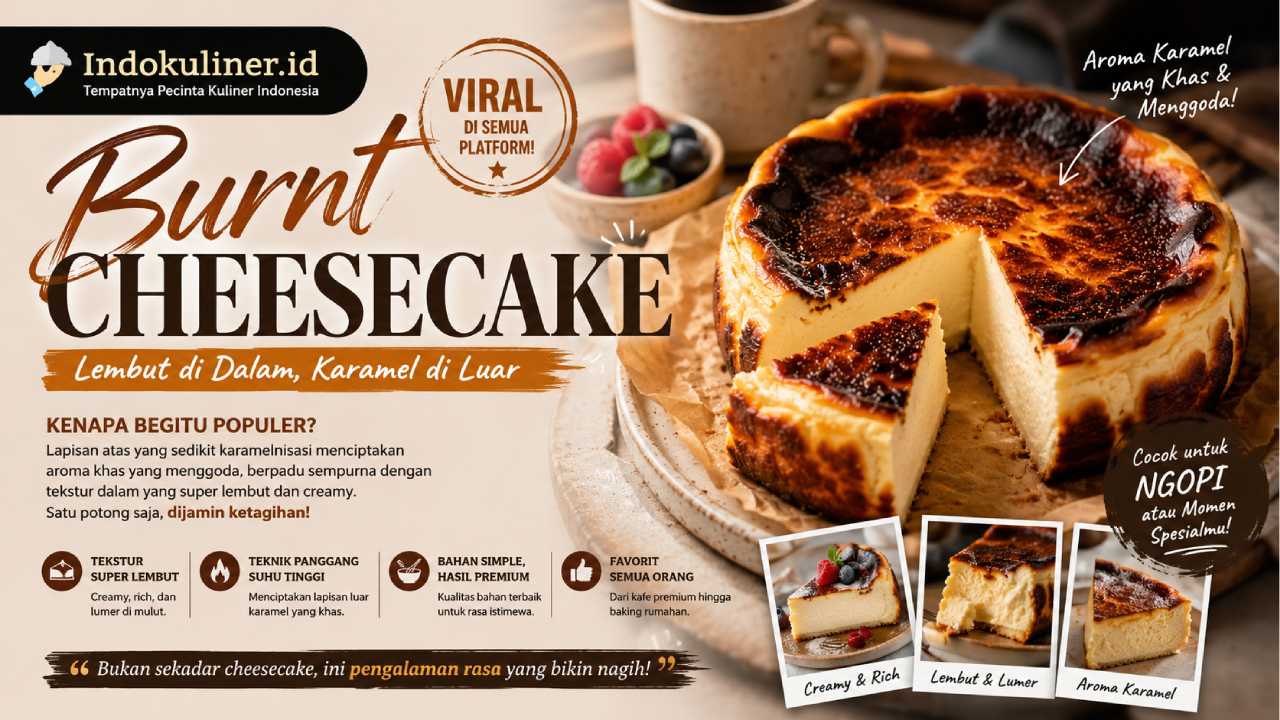 Burnt Cheesecake Tetap Viral Berkat Tekstur Lembut dan Aroma Karamel