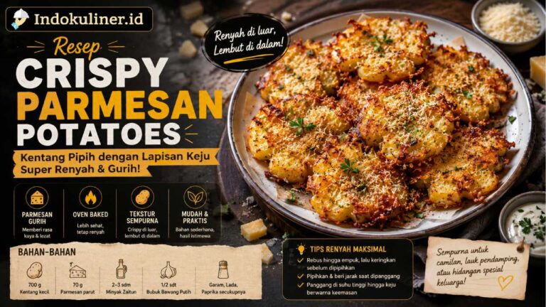 Resep Crispy Parmesan Potatoes, Kentang Pipih dengan Lapisan Keju Super Renyah
