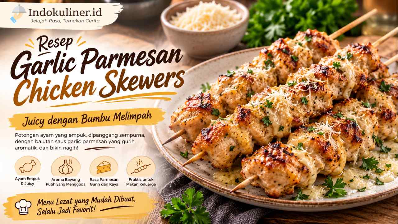 Resep Garlic Parmesan Chicken Skewers, Juicy dengan Bumbu Melimpah