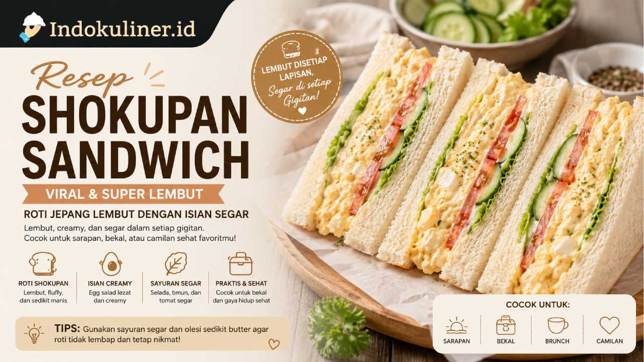 Resep Shokupan Sandwich Viral, Roti Jepang Lembut dengan Isian Segar