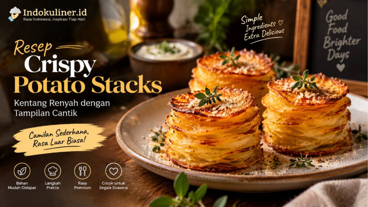 Resep Crispy Potato Stacks, Kentang Renyah dengan Tampilan Cantik