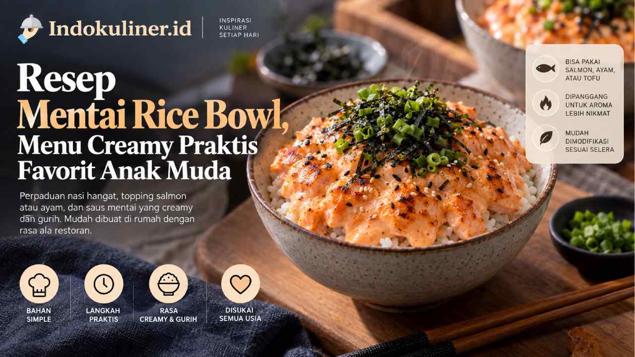Resep Mentai Rice Bowl, Menu Creamy Praktis Favorit Anak Muda