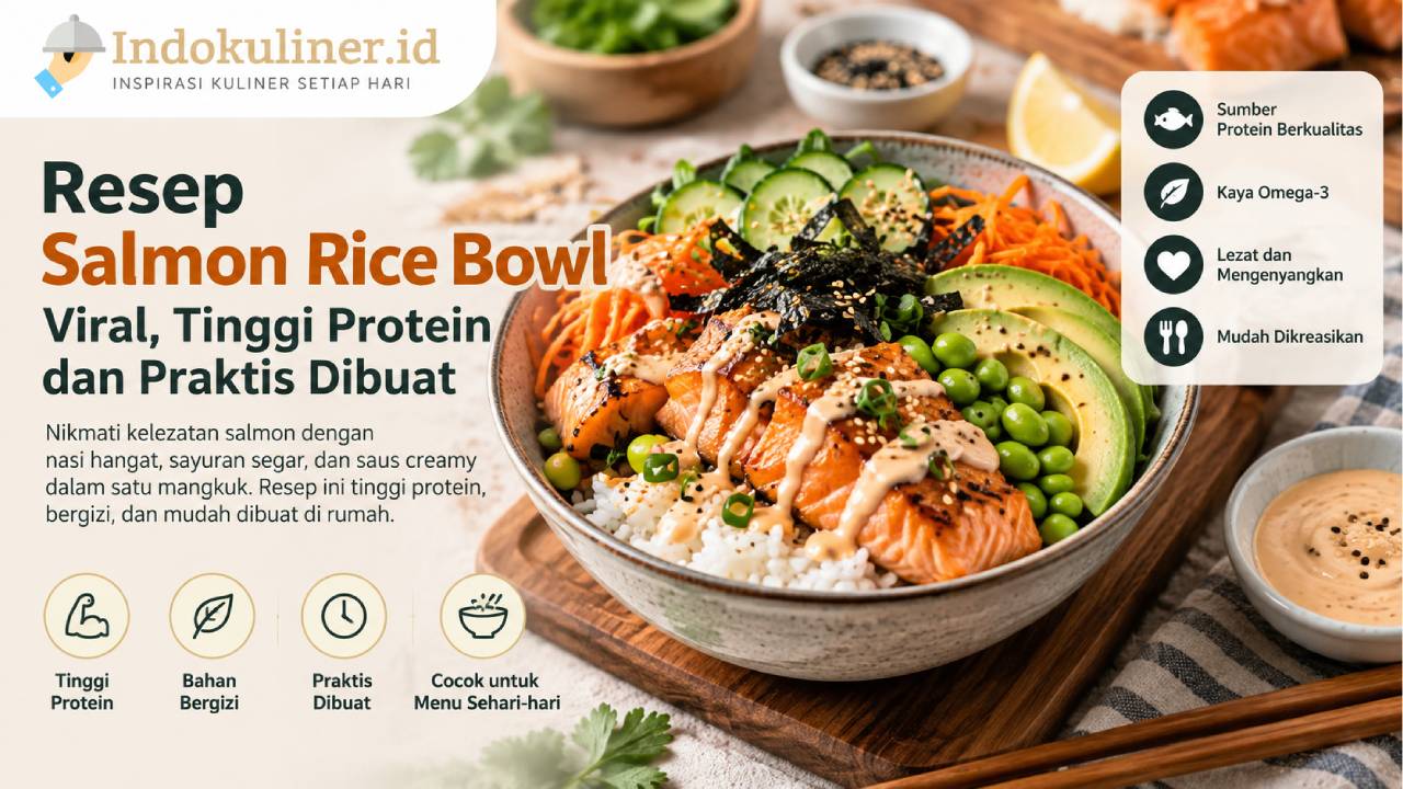Resep Salmon Rice Bowl Viral, Tinggi Protein dan Praktis Dibuat
