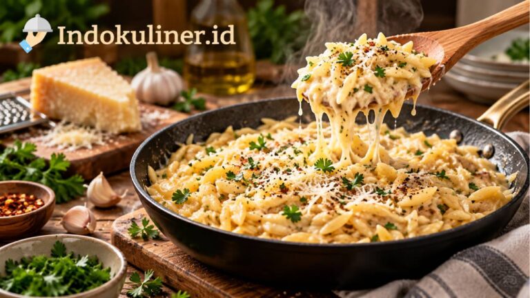 Garlic Parmesan Orzo Viral, Creamy Gurih Cukup Satu Wajan
